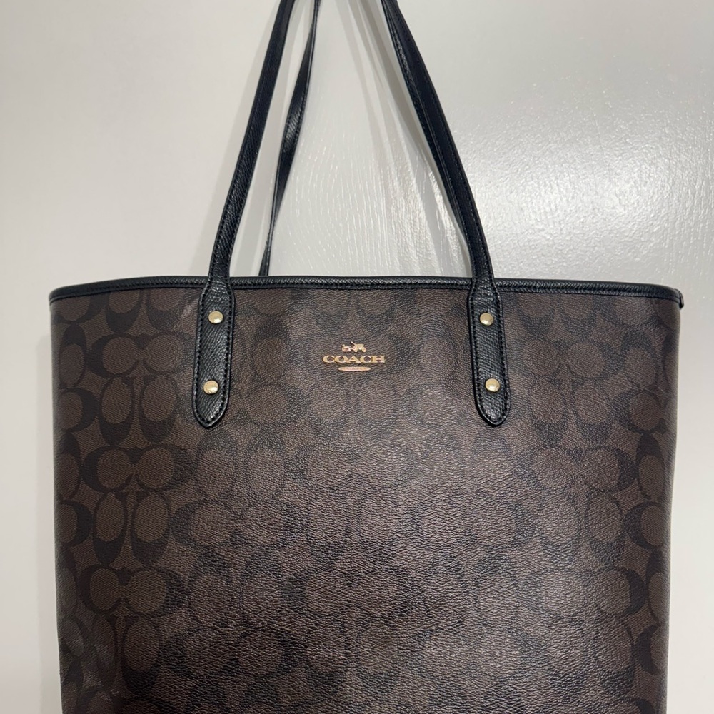 Coach Brown and Black Monogram Tote Bag